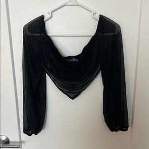 Princess Polly Elegant Black Sheer Women's Top